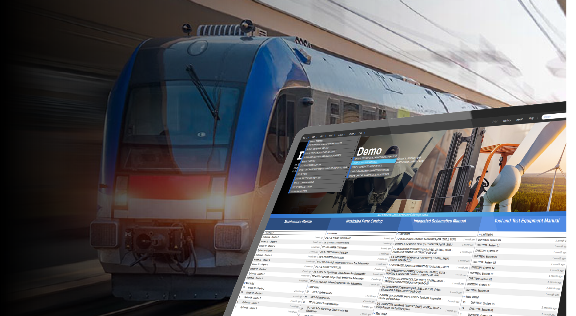 Search results inside an IETM on a tablet
